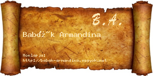 Babák Armandina névjegykártya